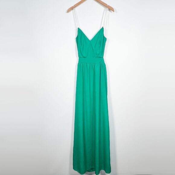 Lulus Green Flowy Backless Maxi Long Cocktail EveningDress - Picture 2 of 16